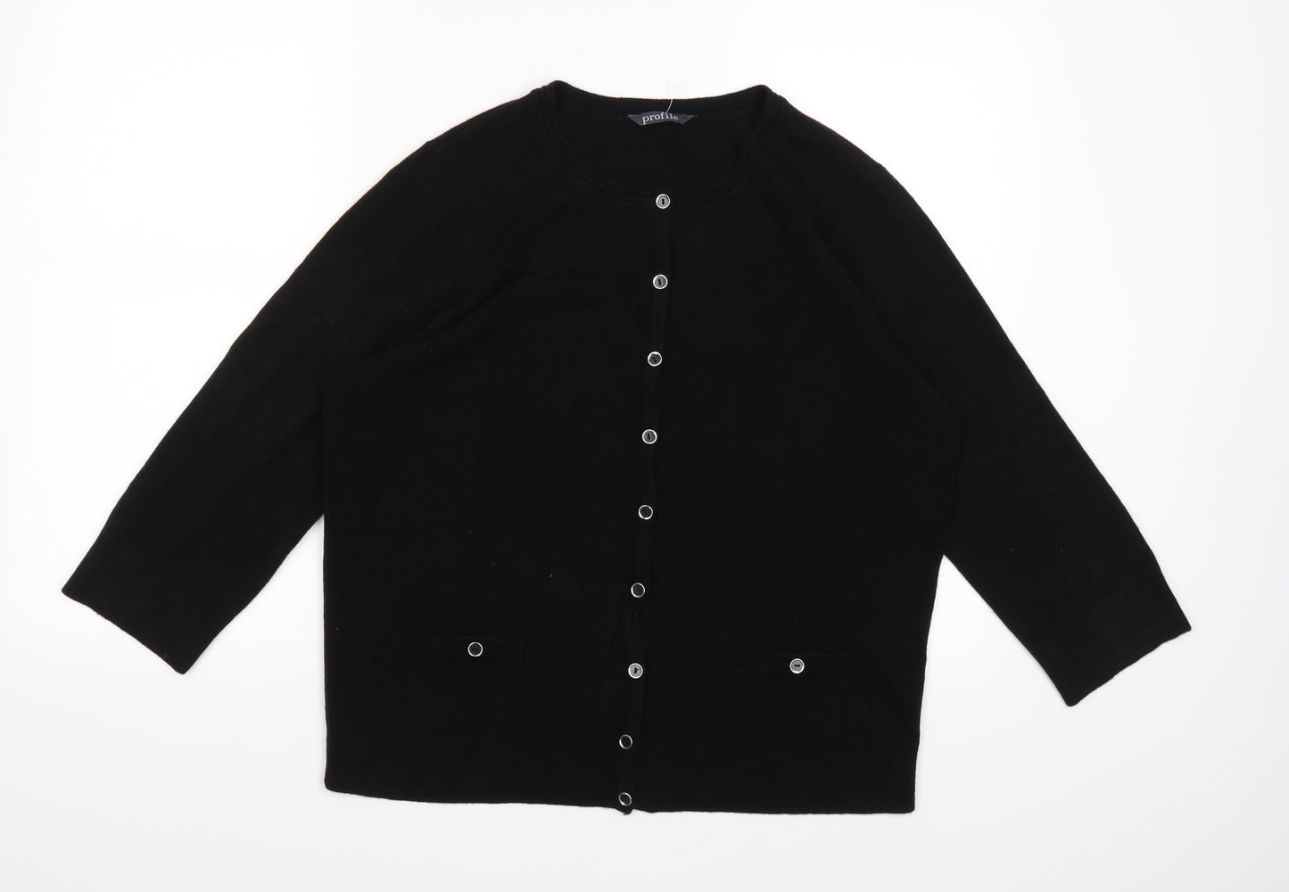 Profile Womens Black  Knit Cardigan Jumper Size 14