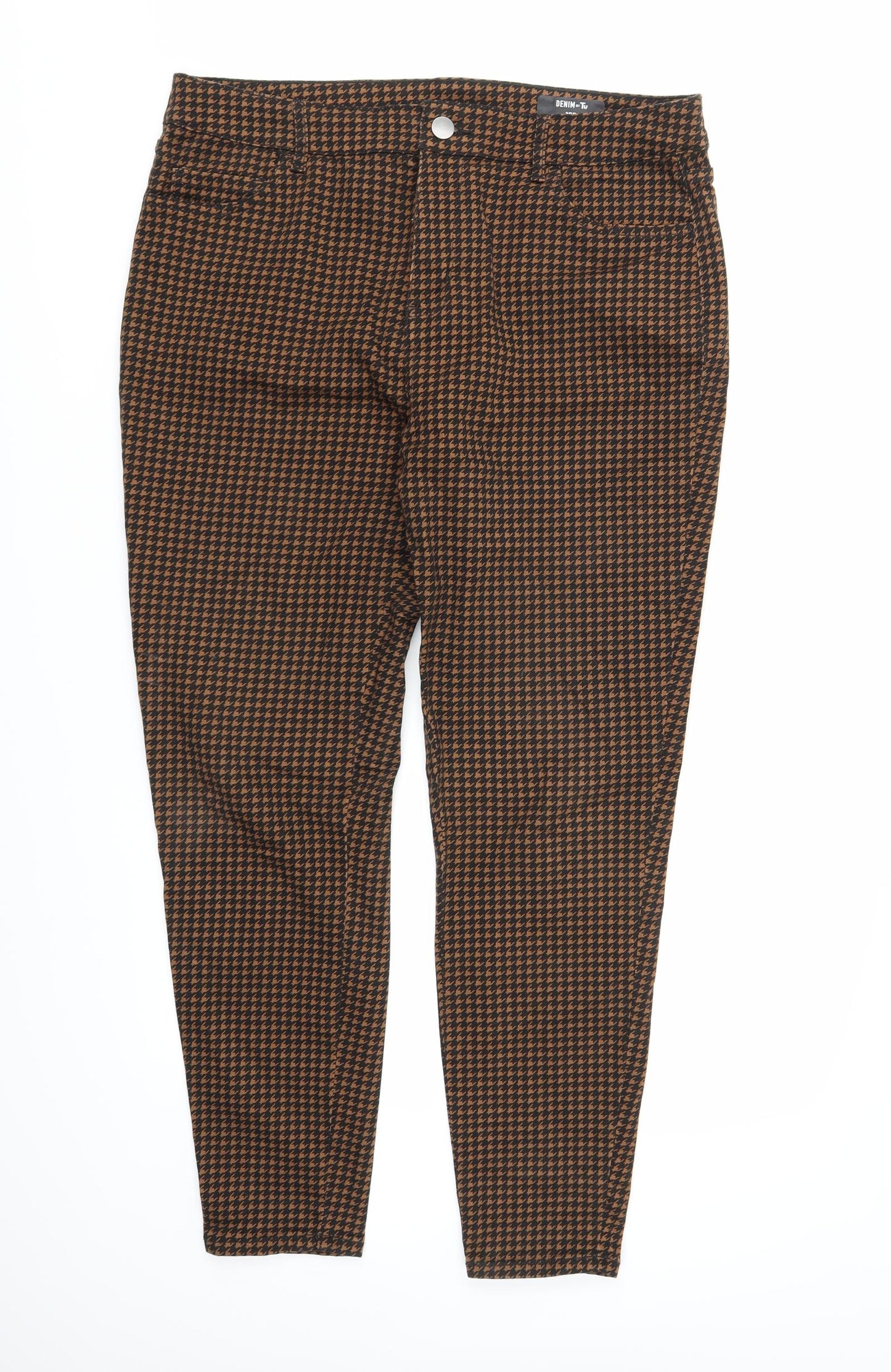 TU Womens Brown Houndstooth Denim Skinny Jeans Size 18 L28 in