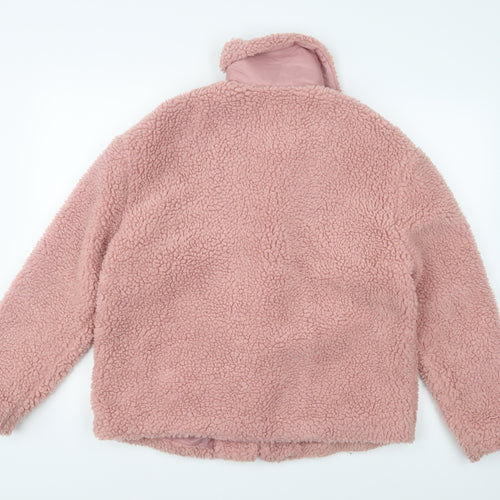 New Look Womens Pink  Fleece Pea Coat Coat Size M