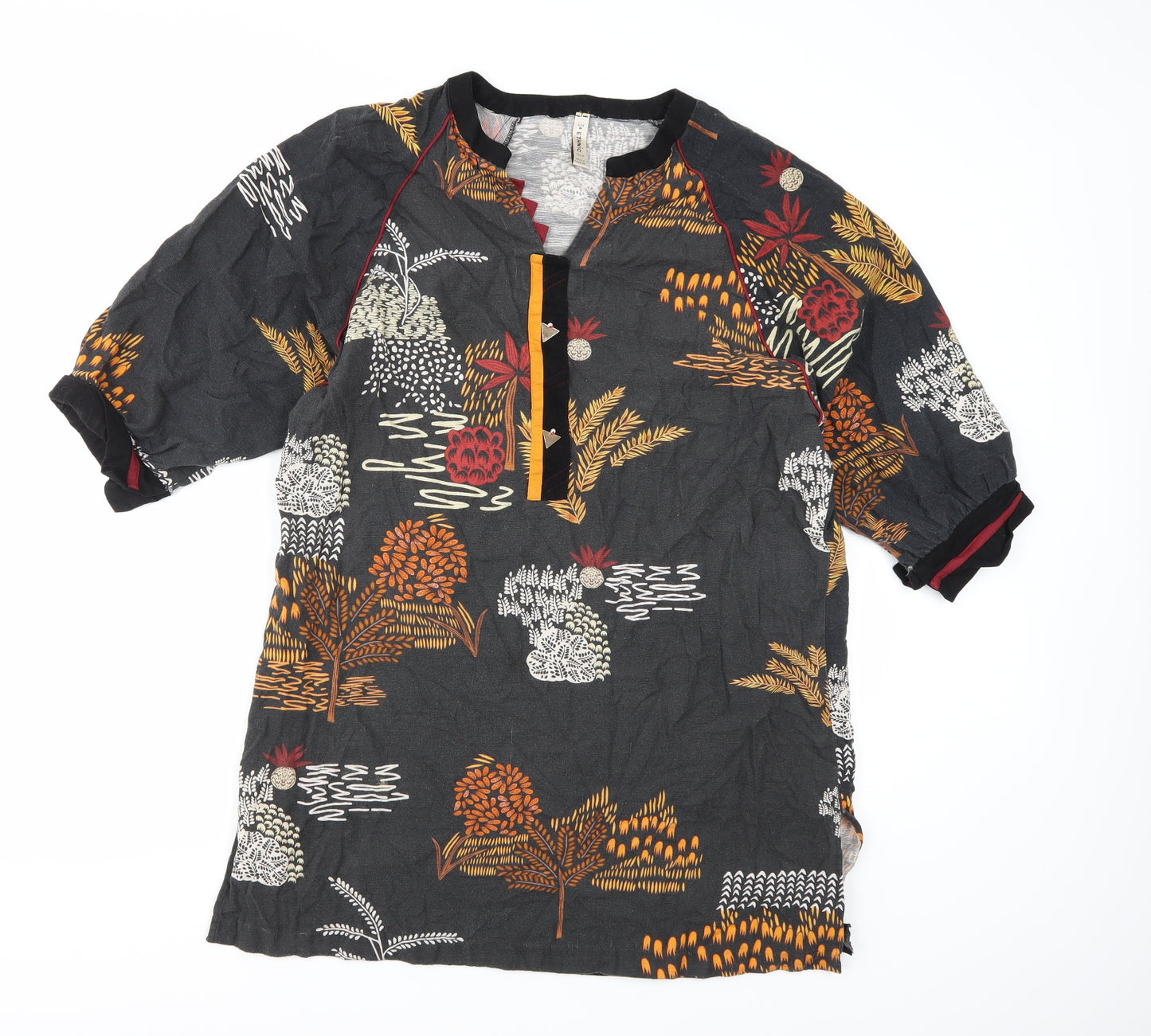 Preworn Mens Grey Floral   T-Shirt Size M