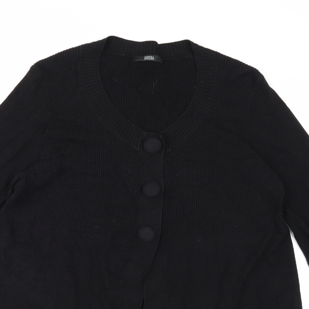 Marks and Spencer Womens Black  Knit Cardigan Jumper Size 18