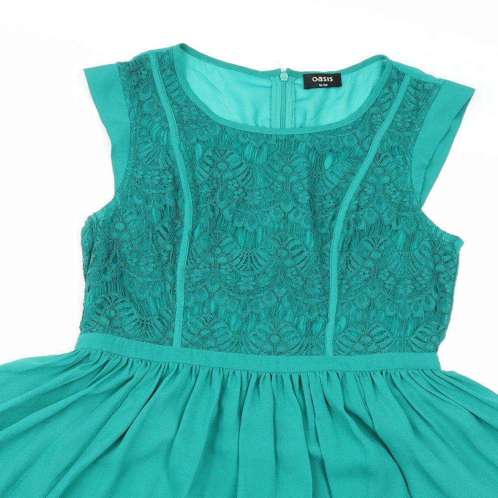 Oasis Womens Green   Skater Dress  Size 12