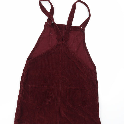 Topshop Womens Brown  Corduroy Pinafore/Dungaree Dress  Size 8  - Burgundy