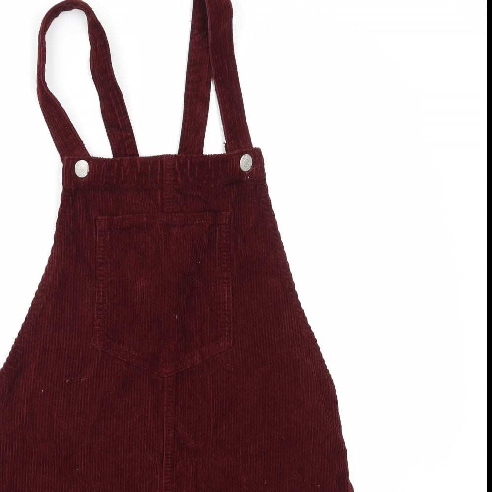 Topshop Womens Brown  Corduroy Pinafore/Dungaree Dress  Size 8  - Burgundy