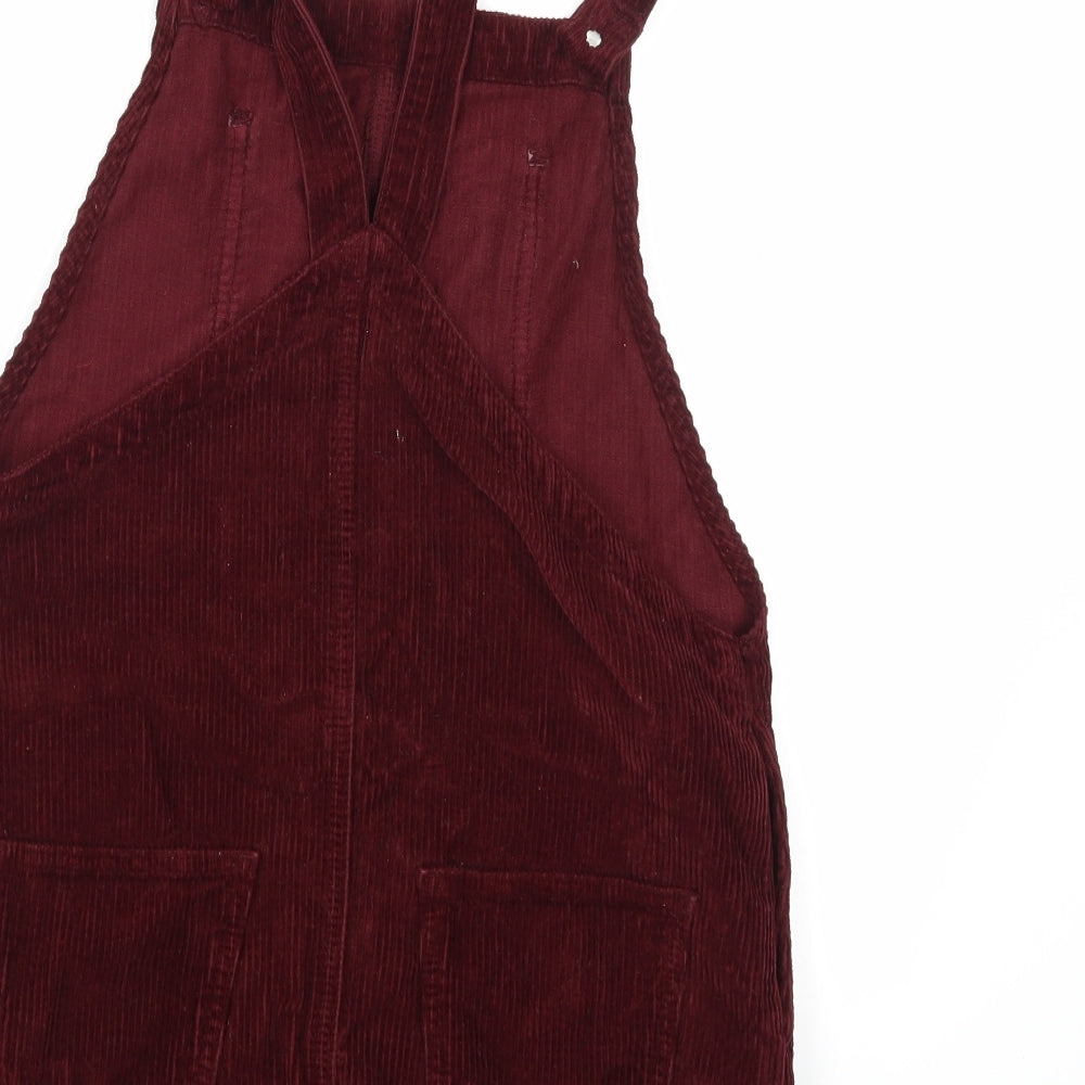 Topshop Womens Brown  Corduroy Pinafore/Dungaree Dress  Size 8  - Burgundy
