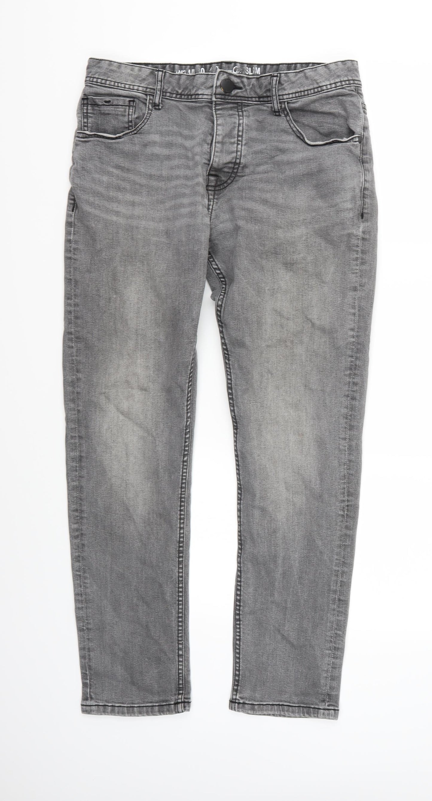 Denim Co. Mens Grey  Denim Straight Jeans  L30 in