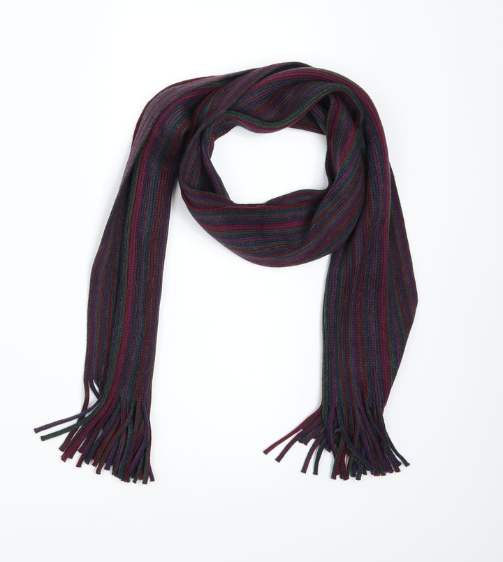 Preworn Mens Purple Striped Knit Scarf One Size