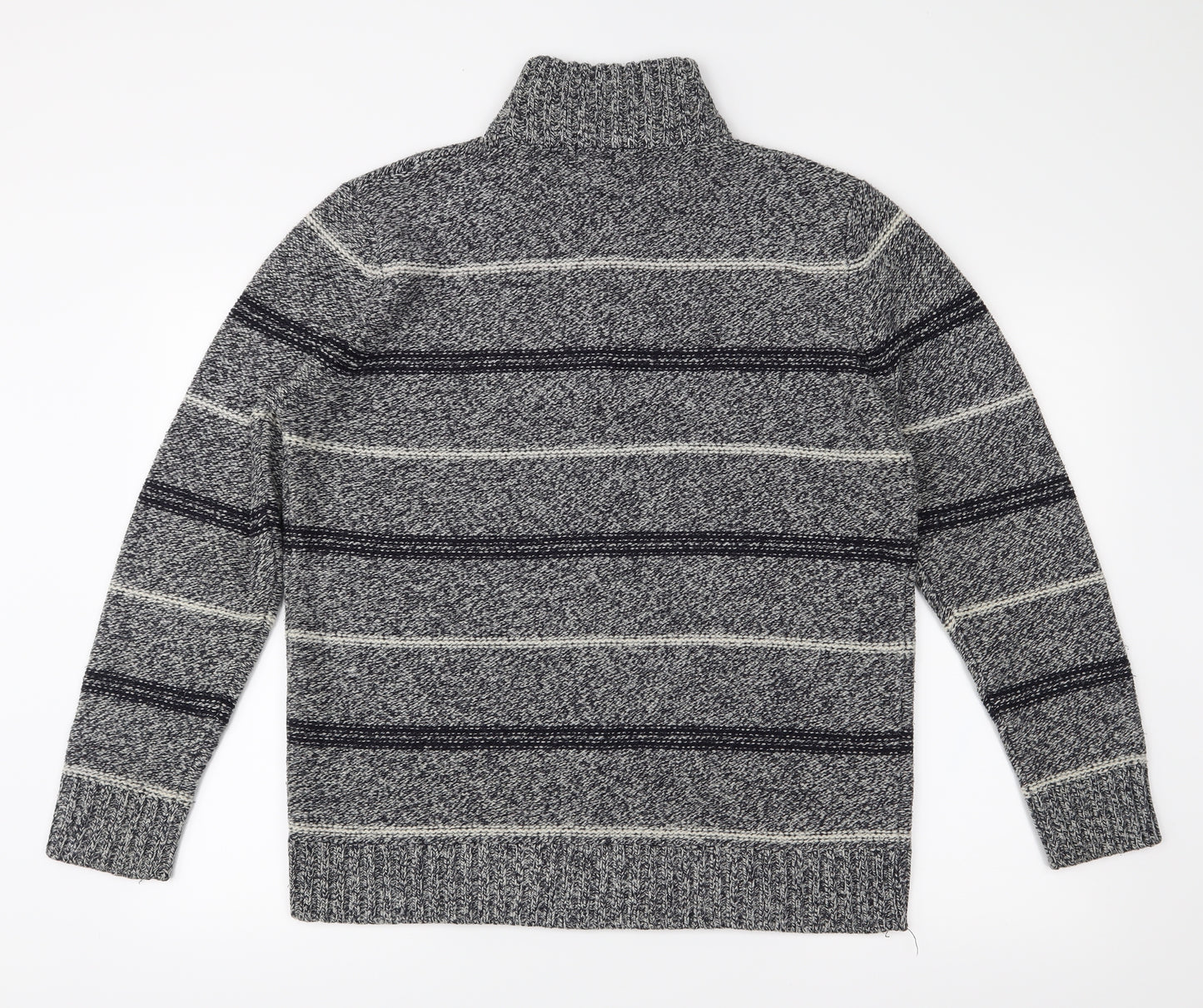 George Mens Grey Striped Knit Pullover Jumper Size M