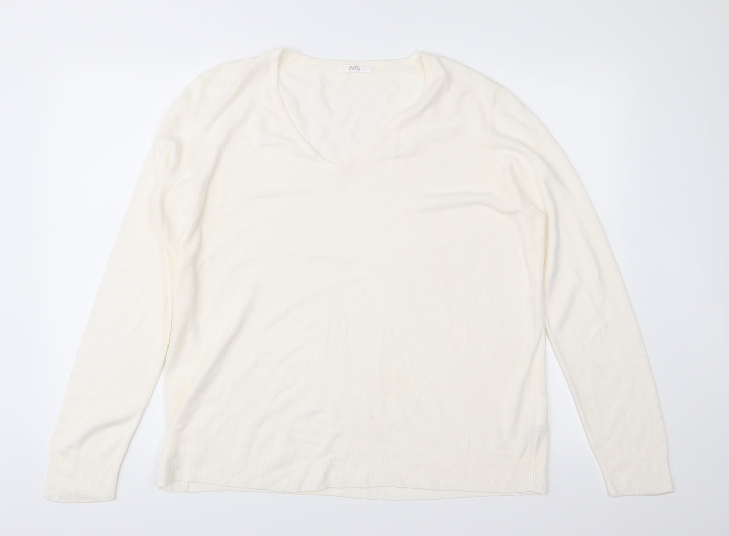 Marks and Spencer Womens Ivory  Knit Pullover Jumper Size 18