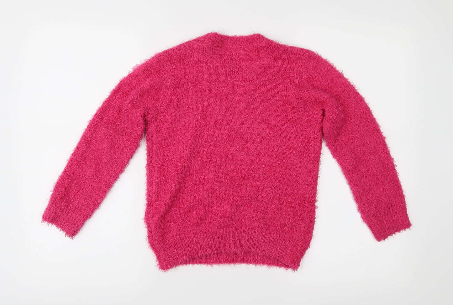 George Girls Pink  Knit Pullover Jumper Size 6-7 Years  - Christmas Unicorn