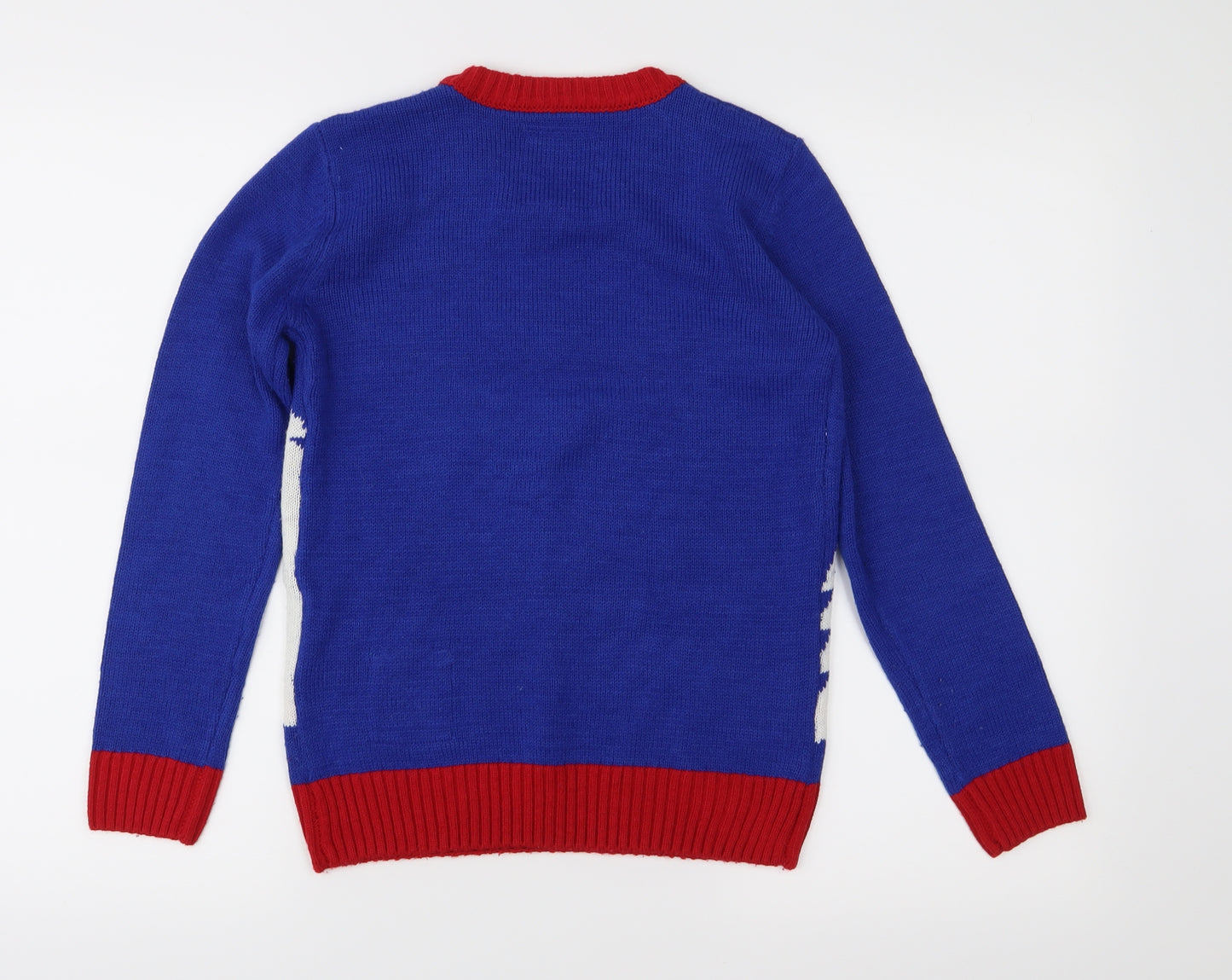 Matalan Boys Blue Fair Isle Knit Pullover Jumper Size 10 Years  - Santa Skateboard