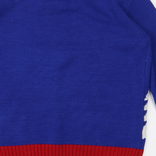 Matalan Boys Blue Fair Isle Knit Pullover Jumper Size 10 Years  - Santa Skateboard