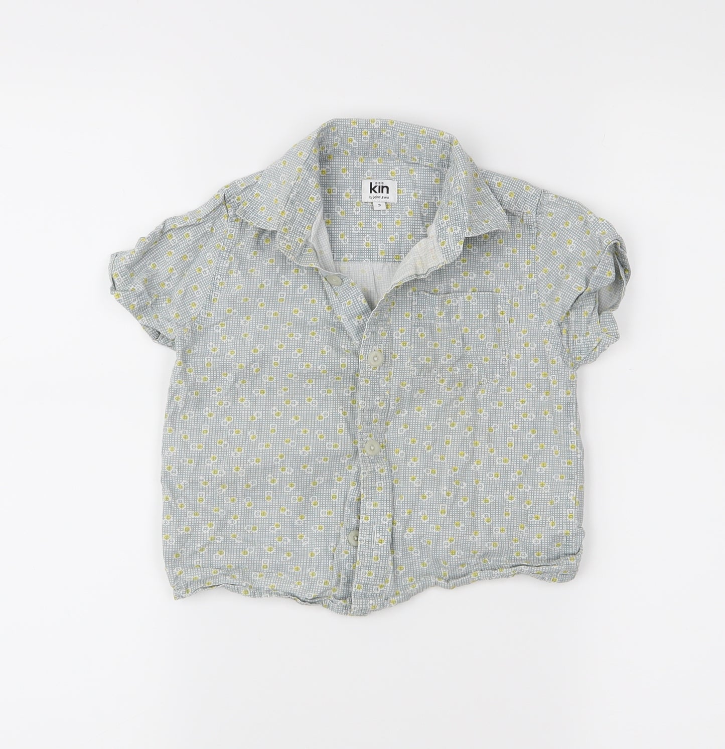 John Lewis Boys Grey Check  Basic Button-Up Size 3 Years