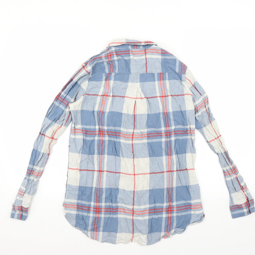 H&M Womens Blue Check  Basic Button-Up Size 8