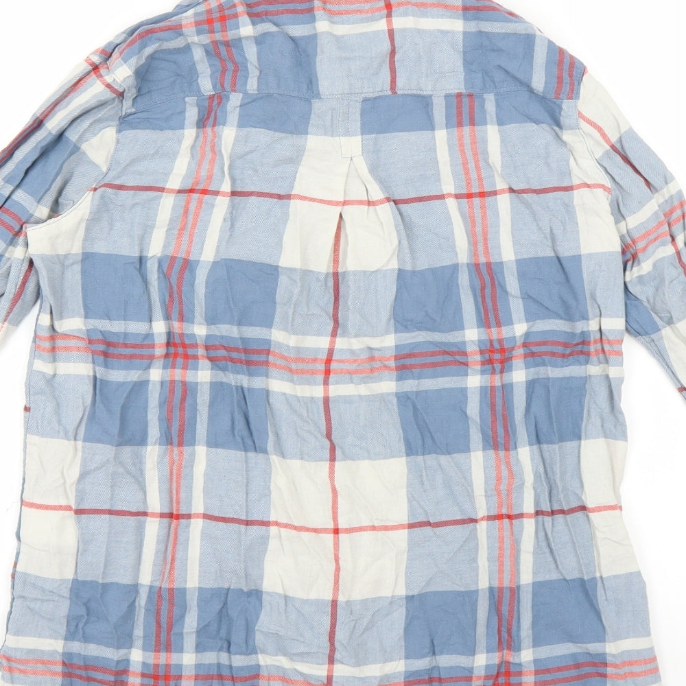 H&M Womens Blue Check  Basic Button-Up Size 8