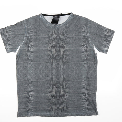 Preworn Womens Grey Animal Print  Basic T-Shirt Size L
