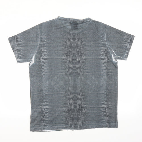 Preworn Womens Grey Animal Print  Basic T-Shirt Size L