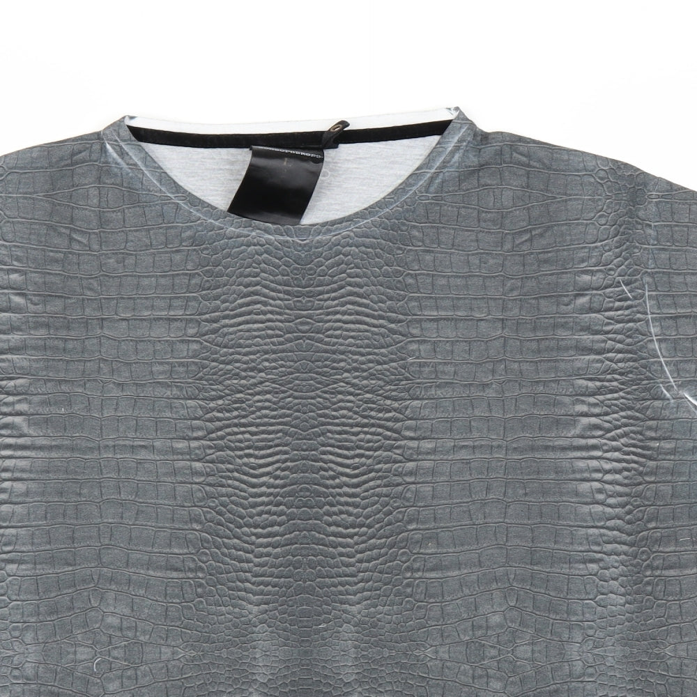 Preworn Womens Grey Animal Print  Basic T-Shirt Size L