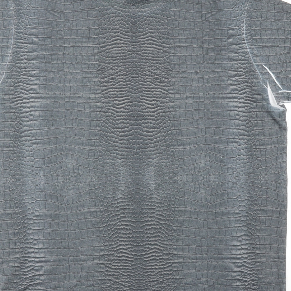 Preworn Womens Grey Animal Print  Basic T-Shirt Size L