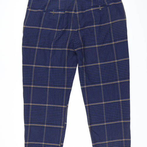 Marks and Spencer Womens Blue Check  Trousers  Size 20 L28 in