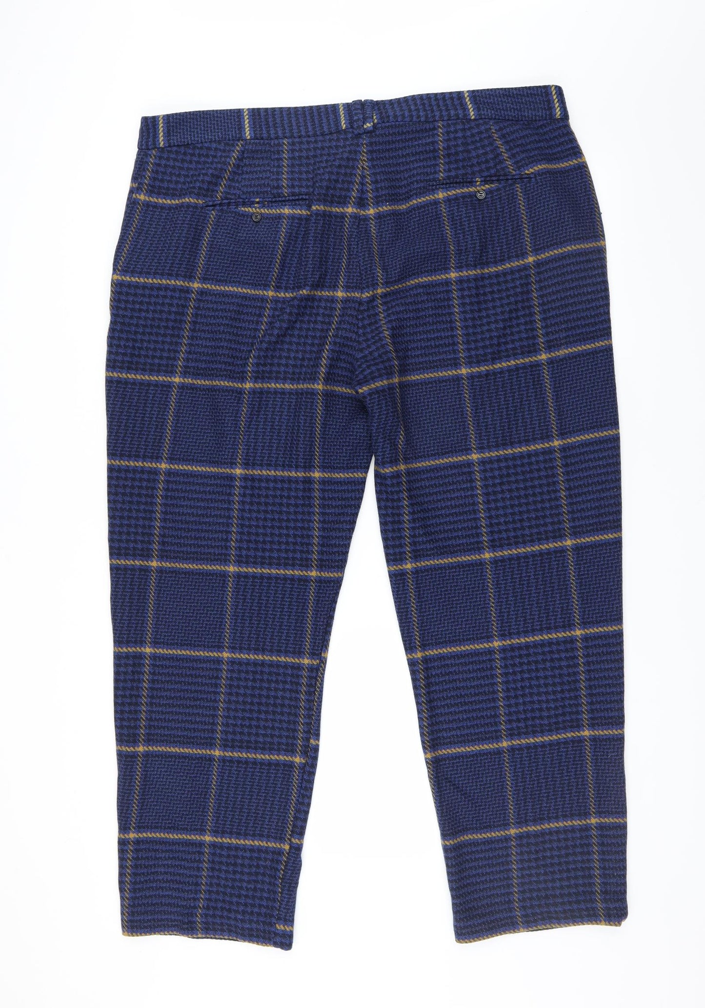 Marks and Spencer Womens Blue Check  Trousers  Size 20 L28 in