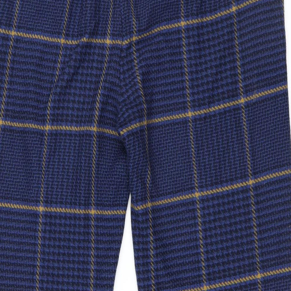 Marks and Spencer Womens Blue Check  Trousers  Size 20 L28 in