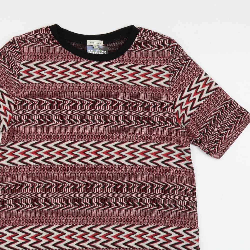River Island Womens Red Geometric  Jumper Dress  Size 8