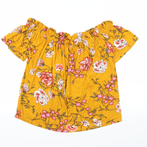 Primark Womens Yellow Floral  Basic Blouse Size 14