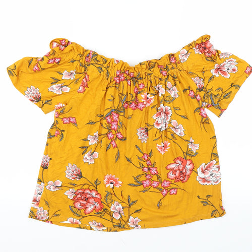 Primark Womens Yellow Floral  Basic Blouse Size 14