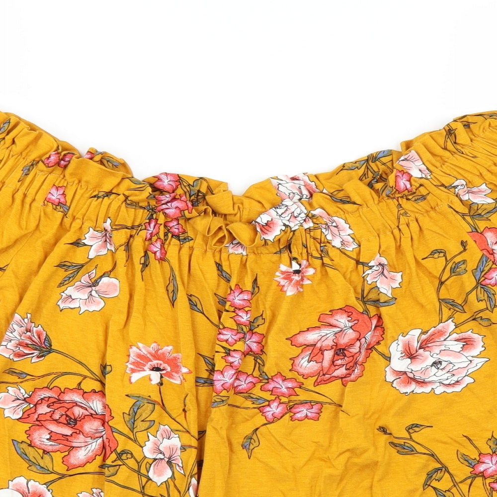 Primark Womens Yellow Floral  Basic Blouse Size 14
