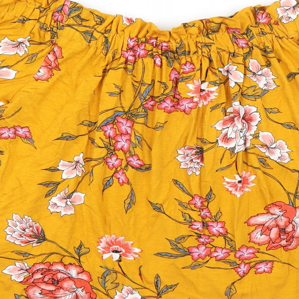 Primark Womens Yellow Floral  Basic Blouse Size 14