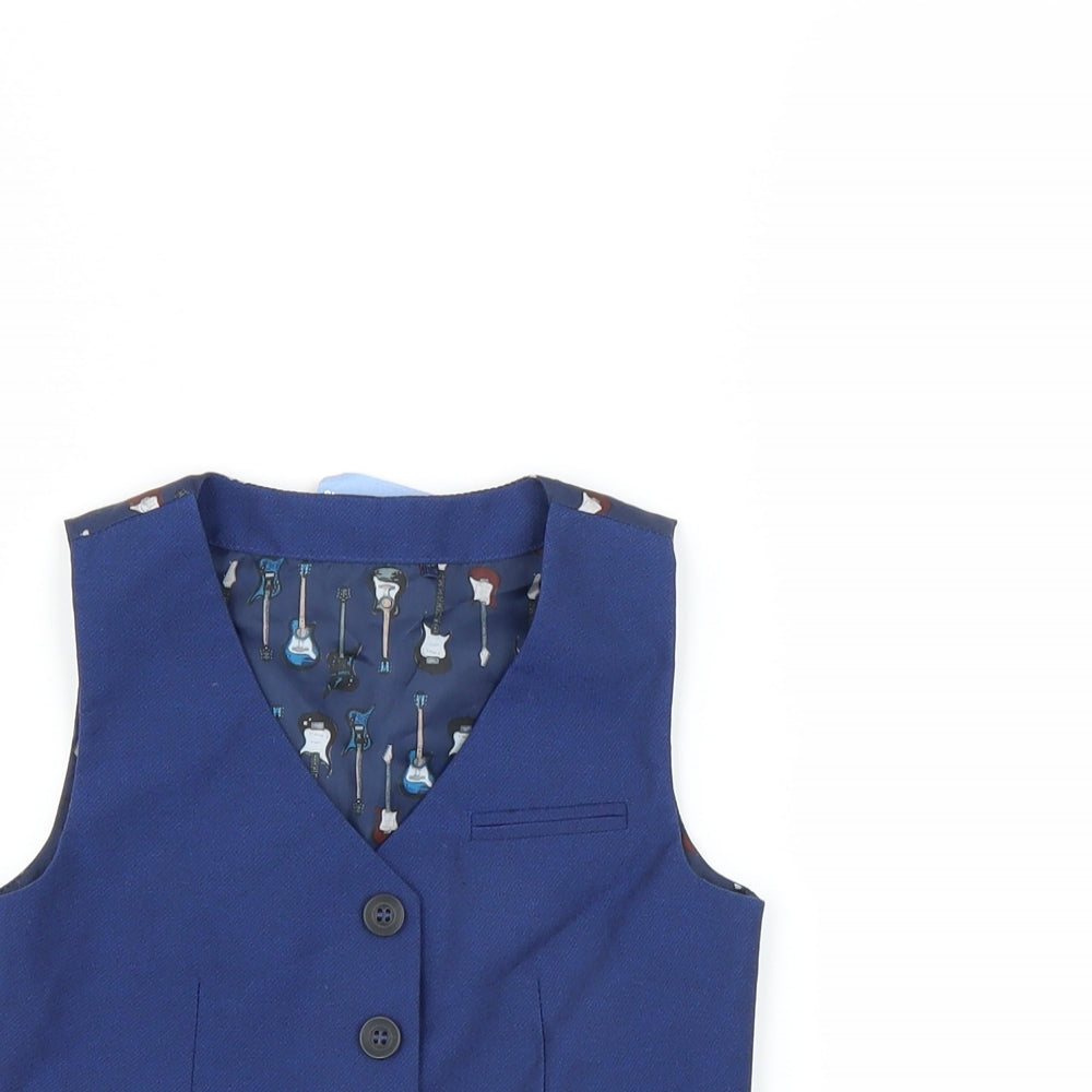 NEXT Boys Blue   Gilet Waistcoat Size 12-18 Months  - Guitar print