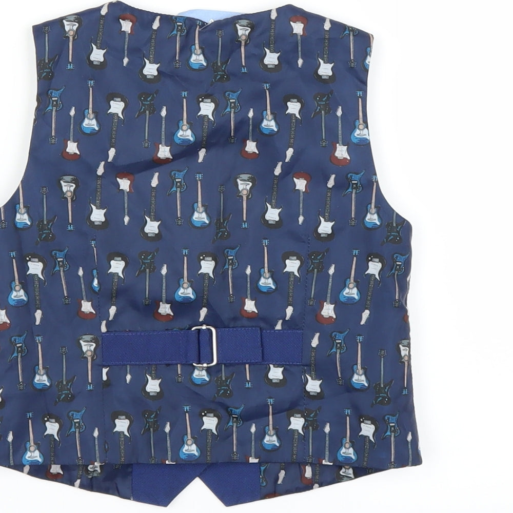 NEXT Boys Blue   Gilet Waistcoat Size 12-18 Months  - Guitar print