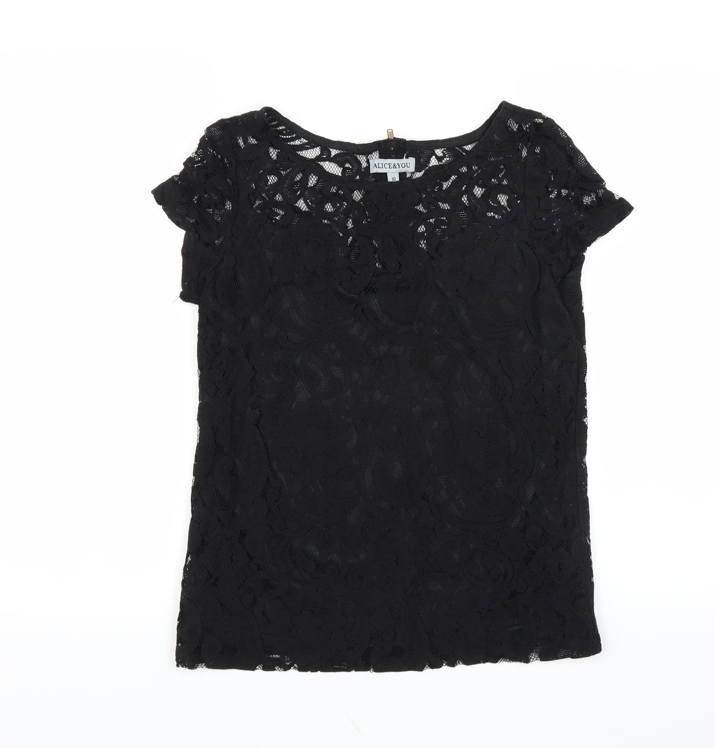 Alice & You Womens Black Floral  Basic Blouse Size 10