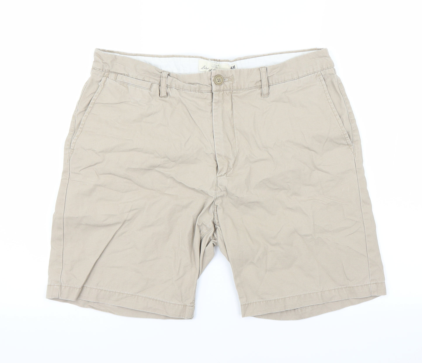 H&M Mens Beige   Chino Shorts Size 33 in