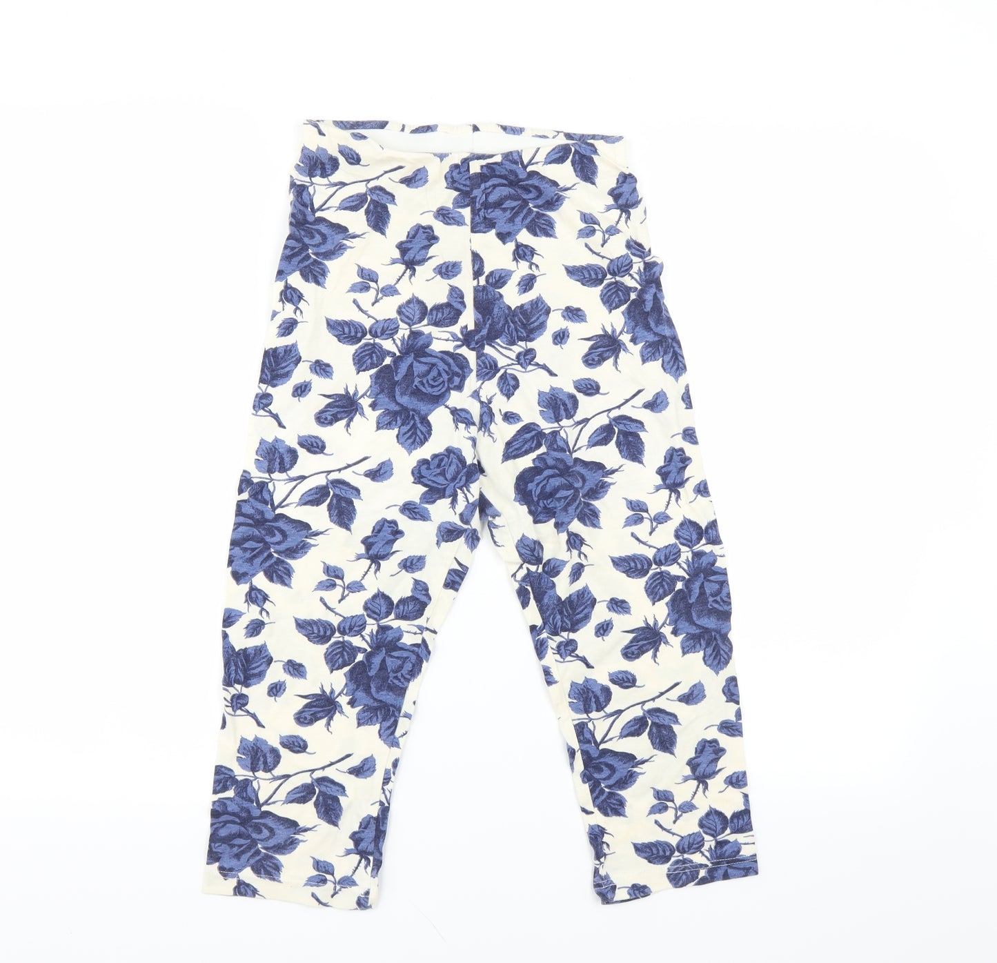 St Michael Womens Blue Floral  Capri Leggings Size 10