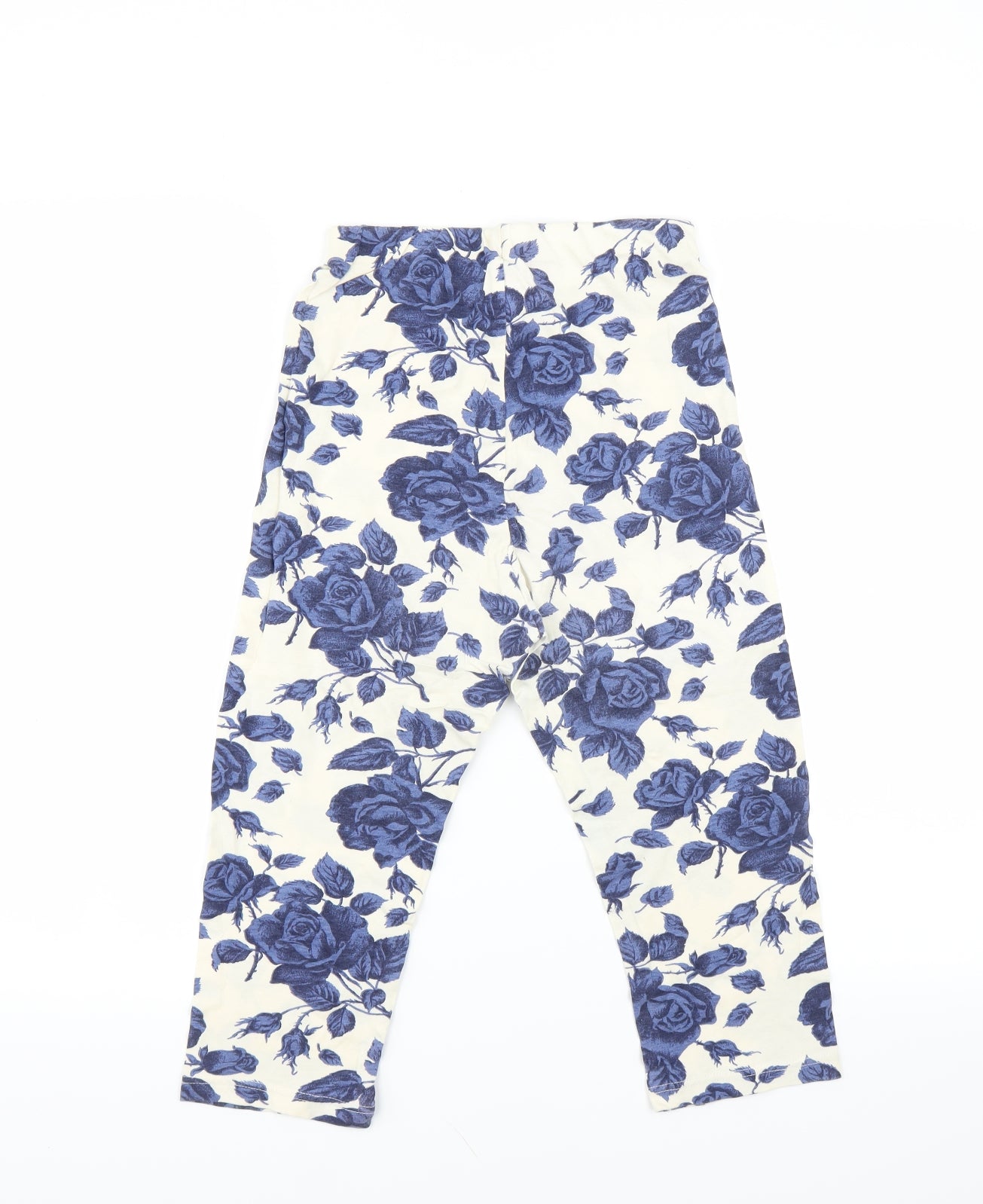 St Michael Womens Blue Floral  Capri Leggings Size 10