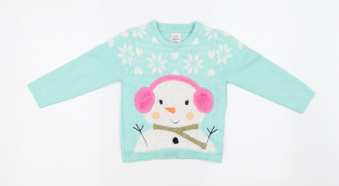 George Girls Green   Pullover Jumper Size 3-4 Years