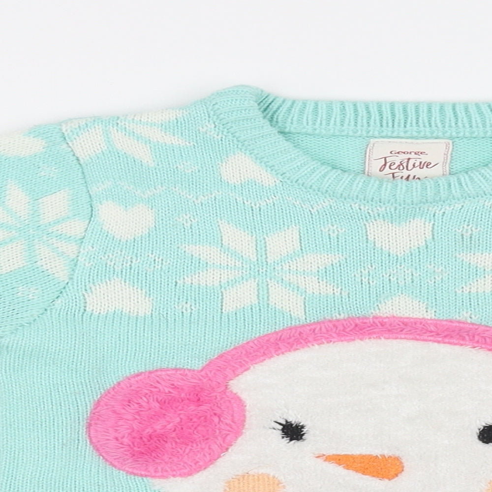 George Girls Green   Pullover Jumper Size 3-4 Years