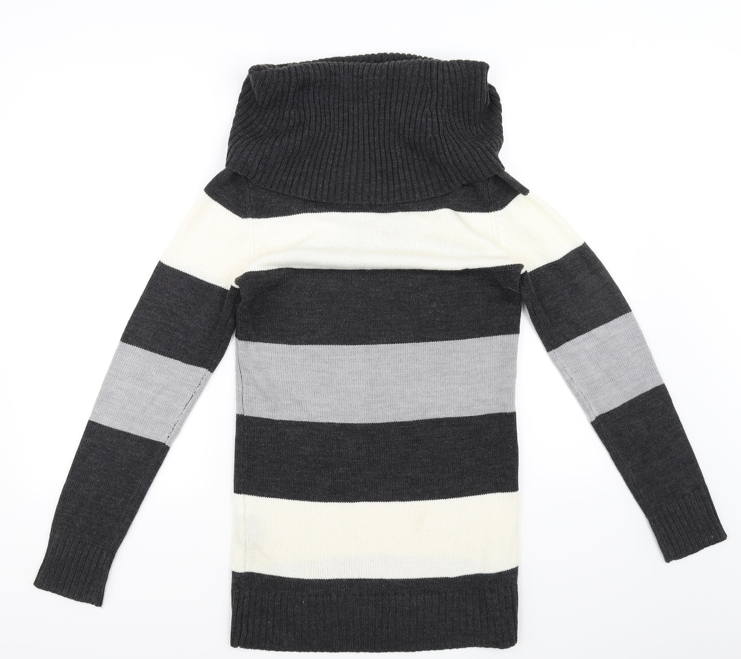H&M Womens Black Striped  Pullover Jumper Size 6