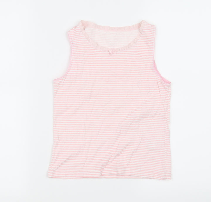 Debenhams Girls Pink Striped  Basic Tank Size 12-13 Years