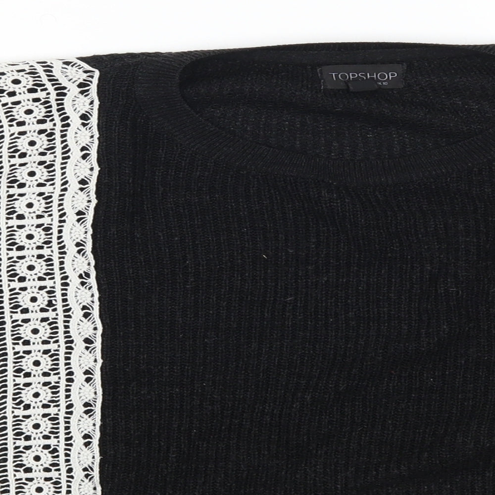 Topshop Womens Grey  Lace Pullover Jumper Size 10