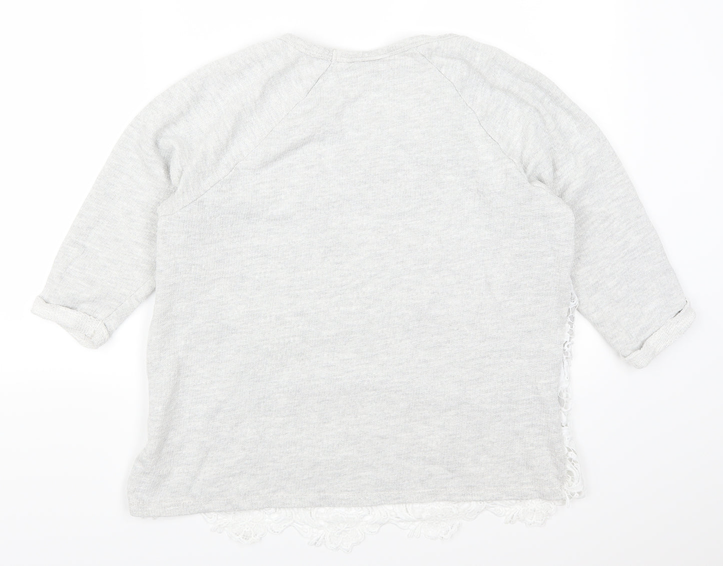 Dantelle Womens Grey Floral Lace Pullover Jumper Size M