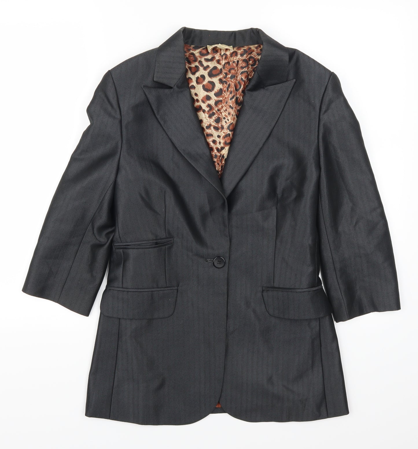 Jaya Womens Grey Striped  Jacket Suit Jacket Size S