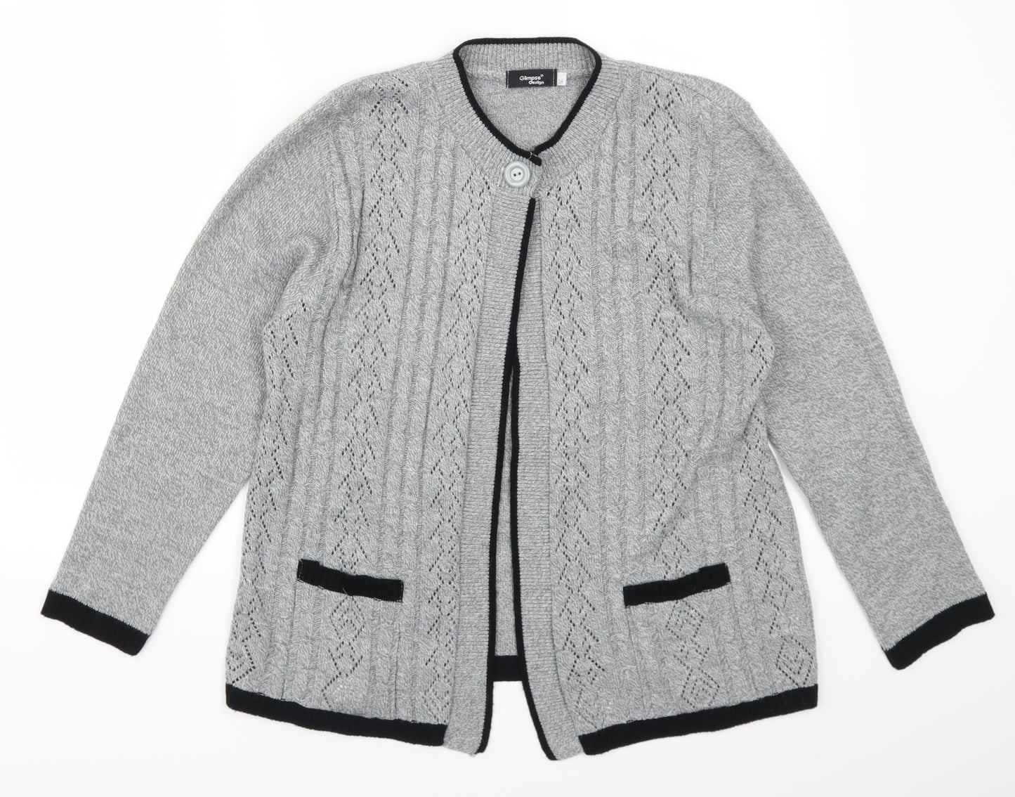 Glimpse Design Womens Grey   Cardigan Jumper Size M