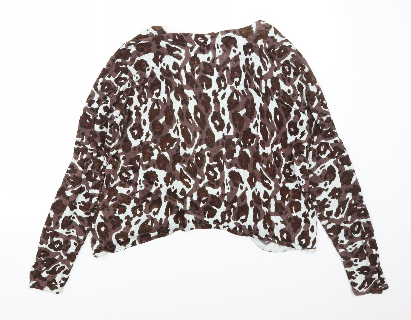Preworn Womens Brown Animal Print  Cardigan Jumper Size XL