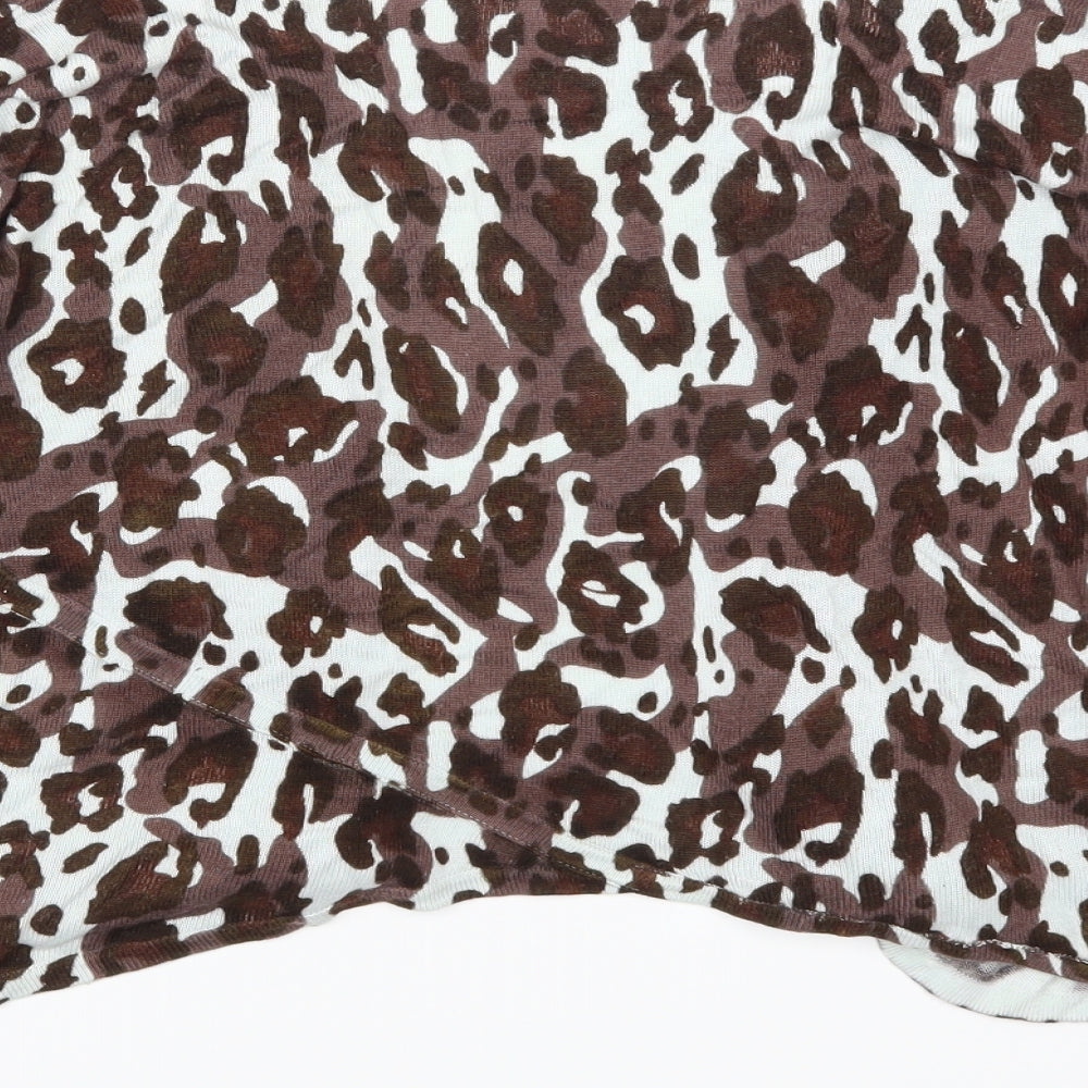 Preworn Womens Brown Animal Print  Cardigan Jumper Size XL