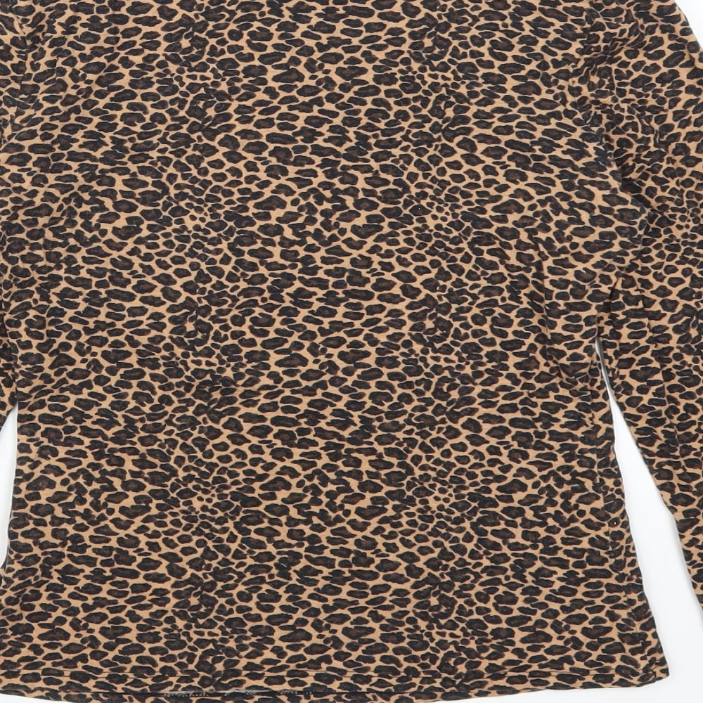 Atmosphere Womens Brown Animal Print  Basic T-Shirt Size 12