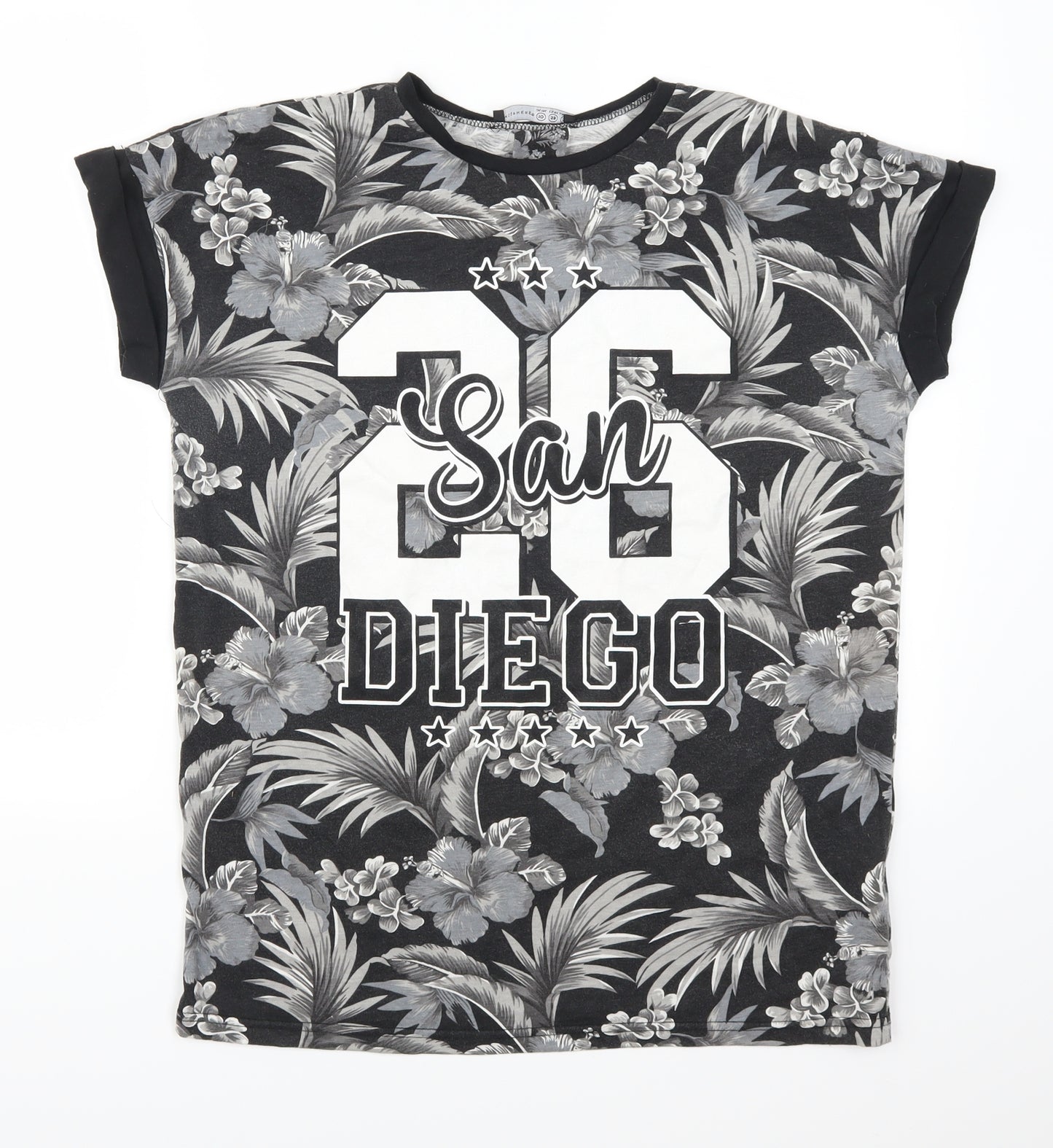 Atmosphere Womens Grey Floral  Basic T-Shirt Size 10  - 26 San Diego