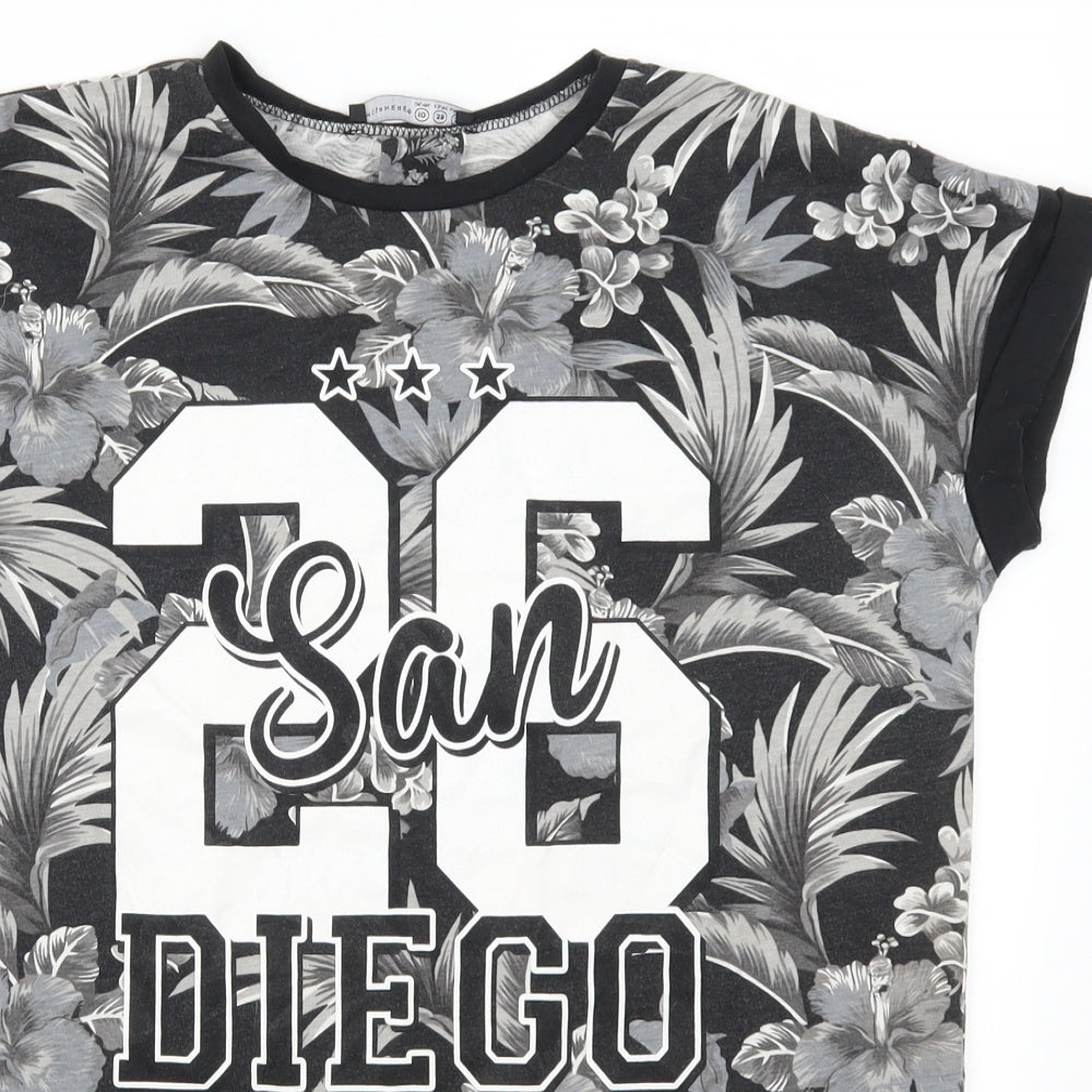 Atmosphere Womens Grey Floral  Basic T-Shirt Size 10  - 26 San Diego